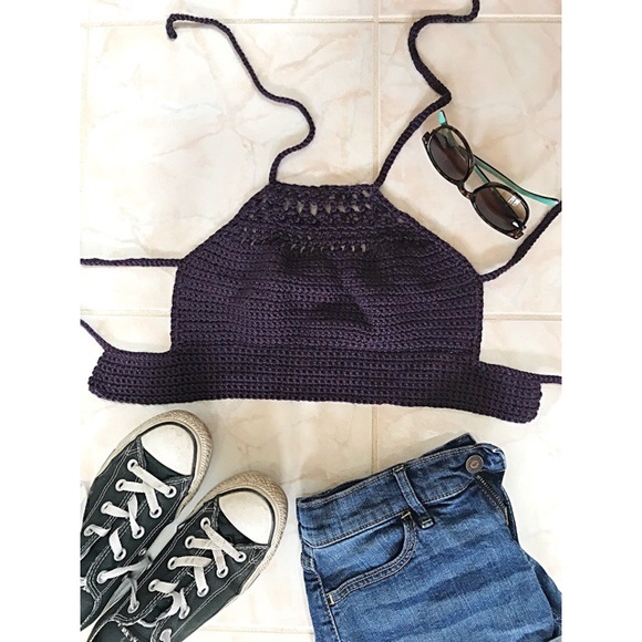 Tops - Homemade Halter Crochet Knit Crop Top